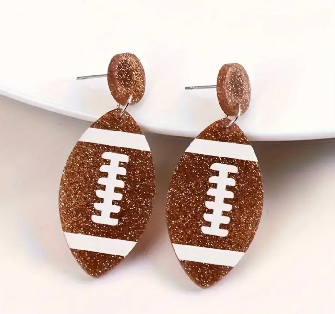 Fashion Sparkling Football Drop Earrings Dazzling Cubic Zirconia