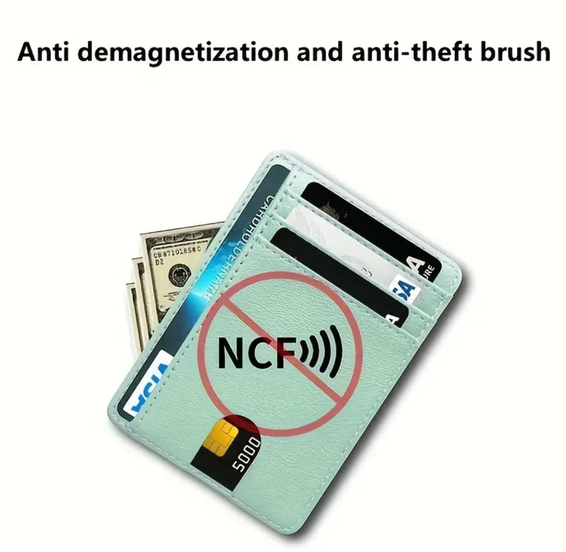 1 pc Blue Simple RFID Blocking Card Holder Portable Pu Leather Card Holder RFID Theft Protection Perfect Gift