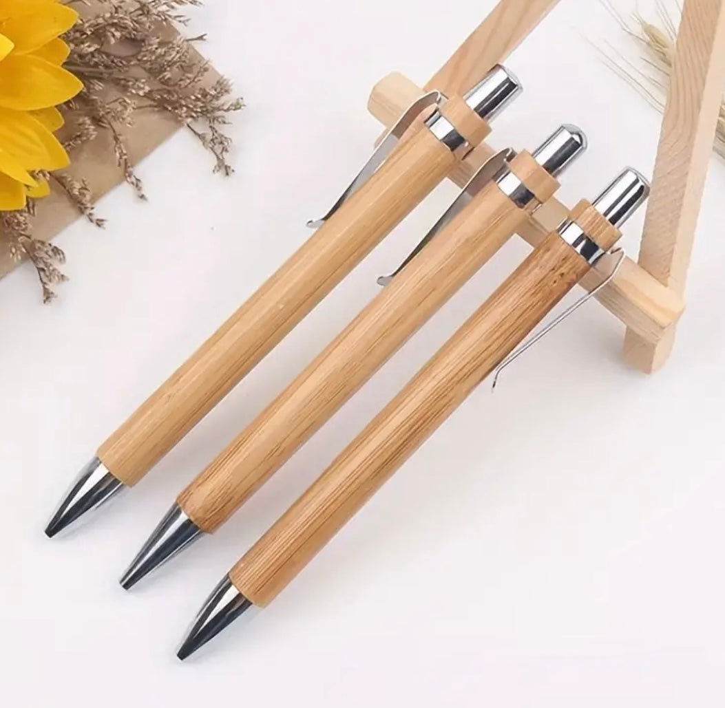 12 pcs Bamboo Wood Pens Creative Ballpoint pen with clip