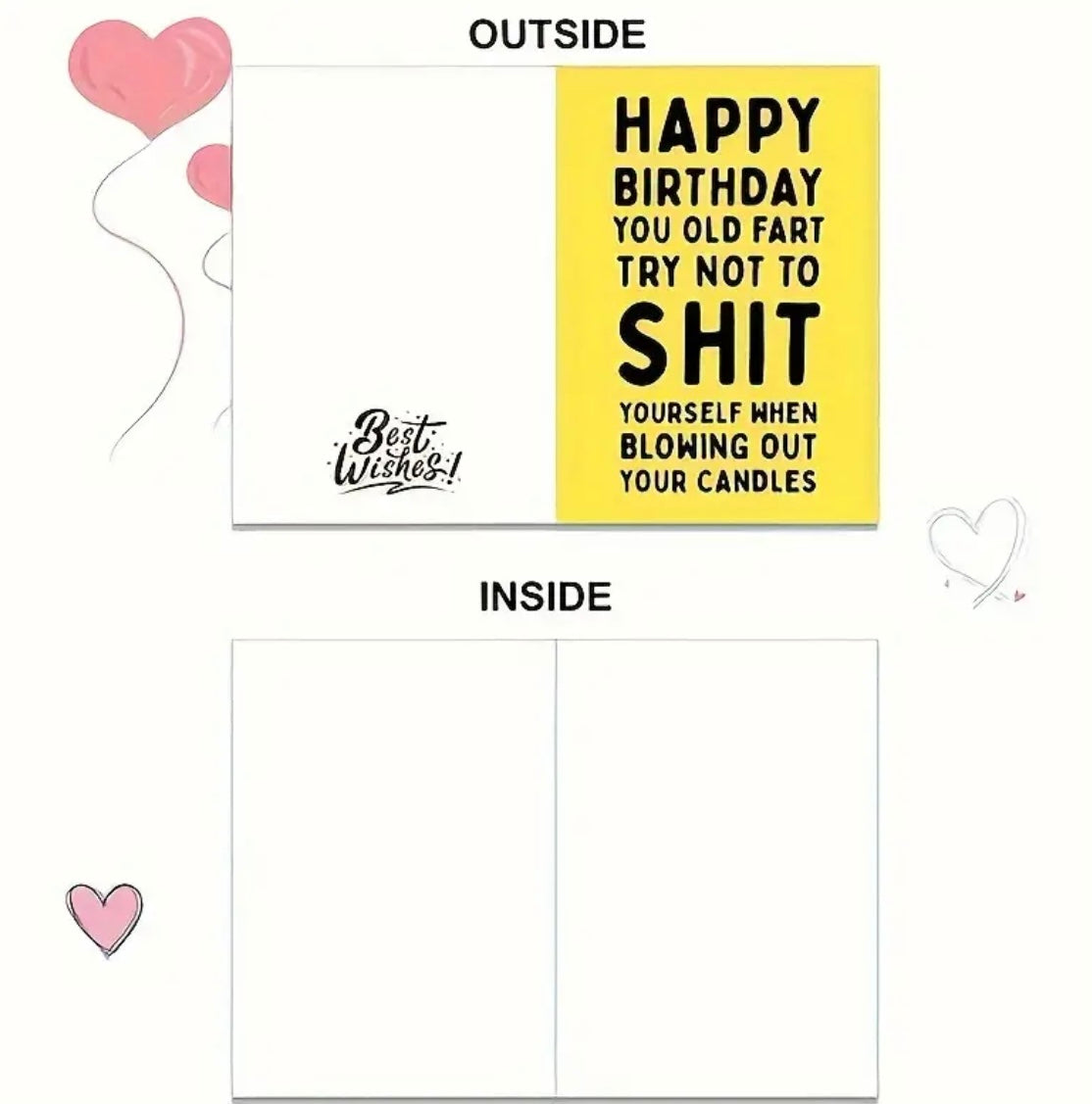 Funny Happy Birthday Card w/ Envelope