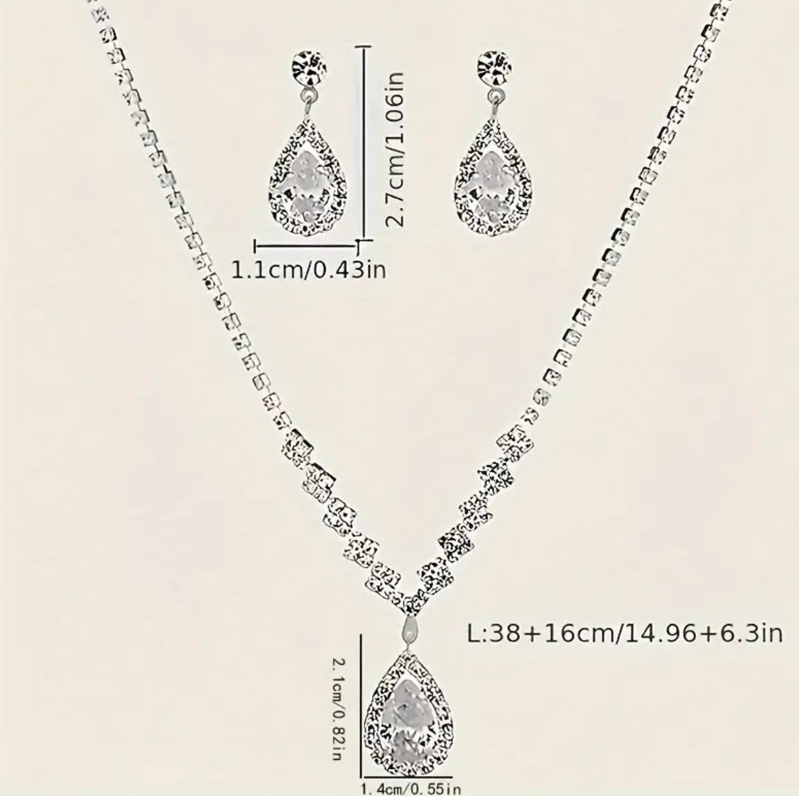 3 pc Zircon Luxury Fashion Jewelry Set