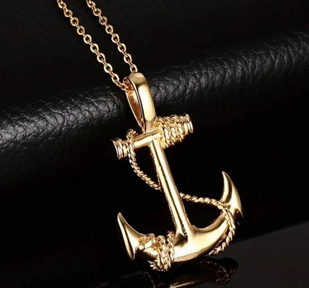 Fashion Jewelry Titanium Gold Plated Stainless steel Cute Anchor Pendant and Necklace