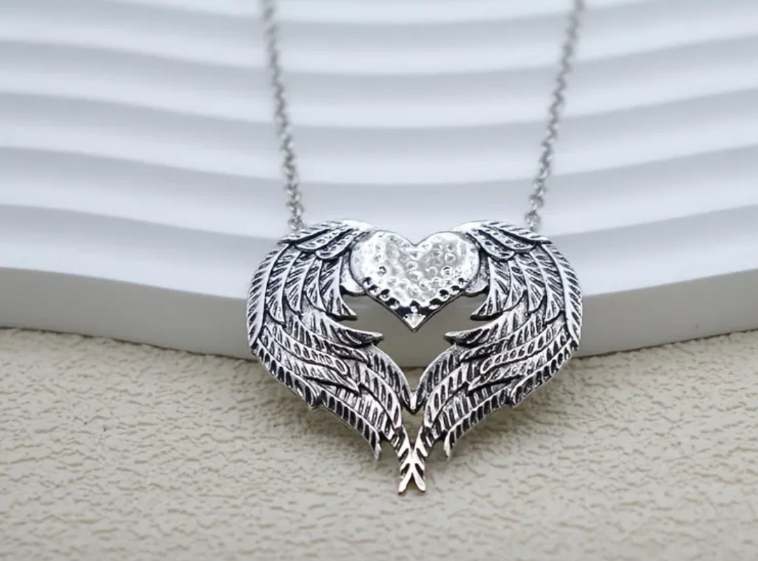 Angel Wings Heart Pendant Necklace For Women Great Jewelry Gifts