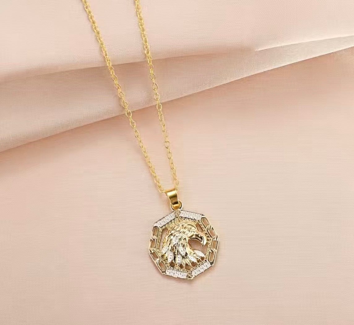 Gold Color Eagle Pendant and chain