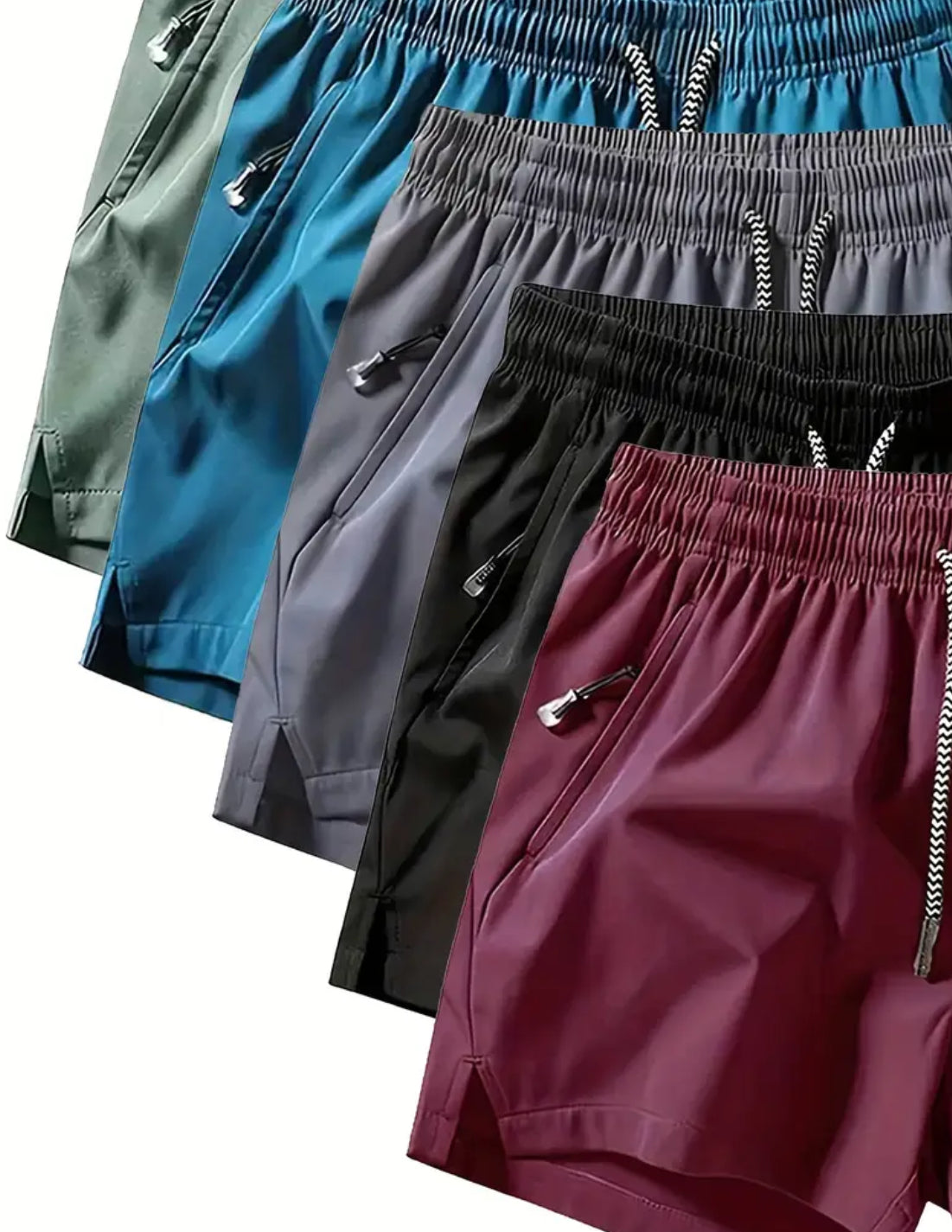 1 Pair of Men’s Lightweight Breathable Quick Dry Workout Shorts With Zipper Pockets Size M