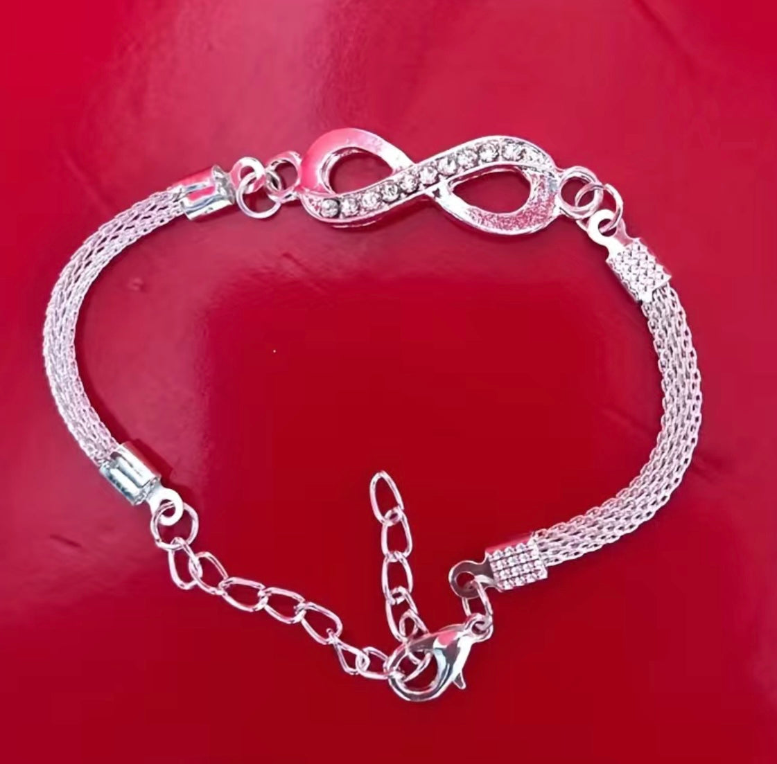 Beautiful Infinity custom design bracelet with rhinestones