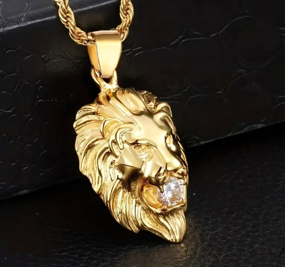 Gold Plated Lion Pendant Necklace