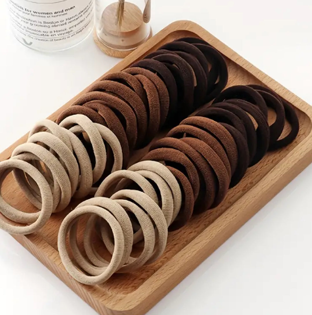 100 pcs Simple Style Elastic Hair Ties