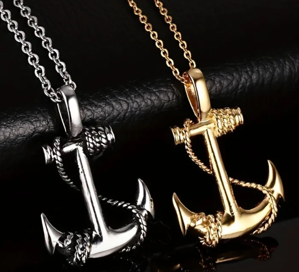 Fashion Jewelry Titanium Gold Plated Stainless steel Cute Anchor Pendant and Necklace