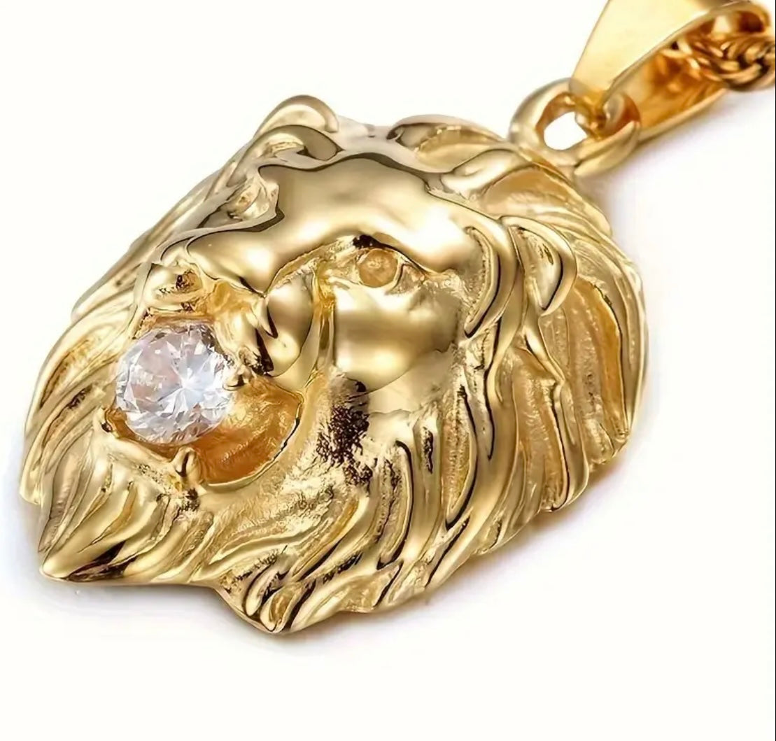 Gold Plated Lion Pendant Necklace