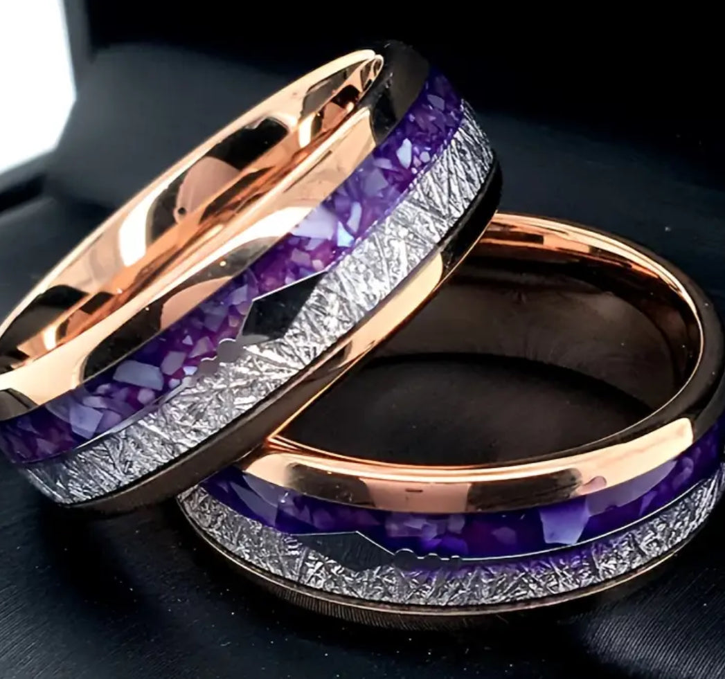 Elegant Rose Golden Stainless Steel Men or Women’s Wedding Band With Arrowhead Custom Design