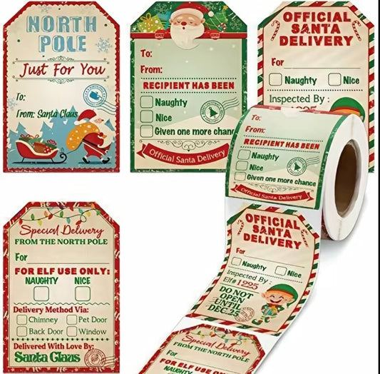 200Pc Roll of Christmas Tags