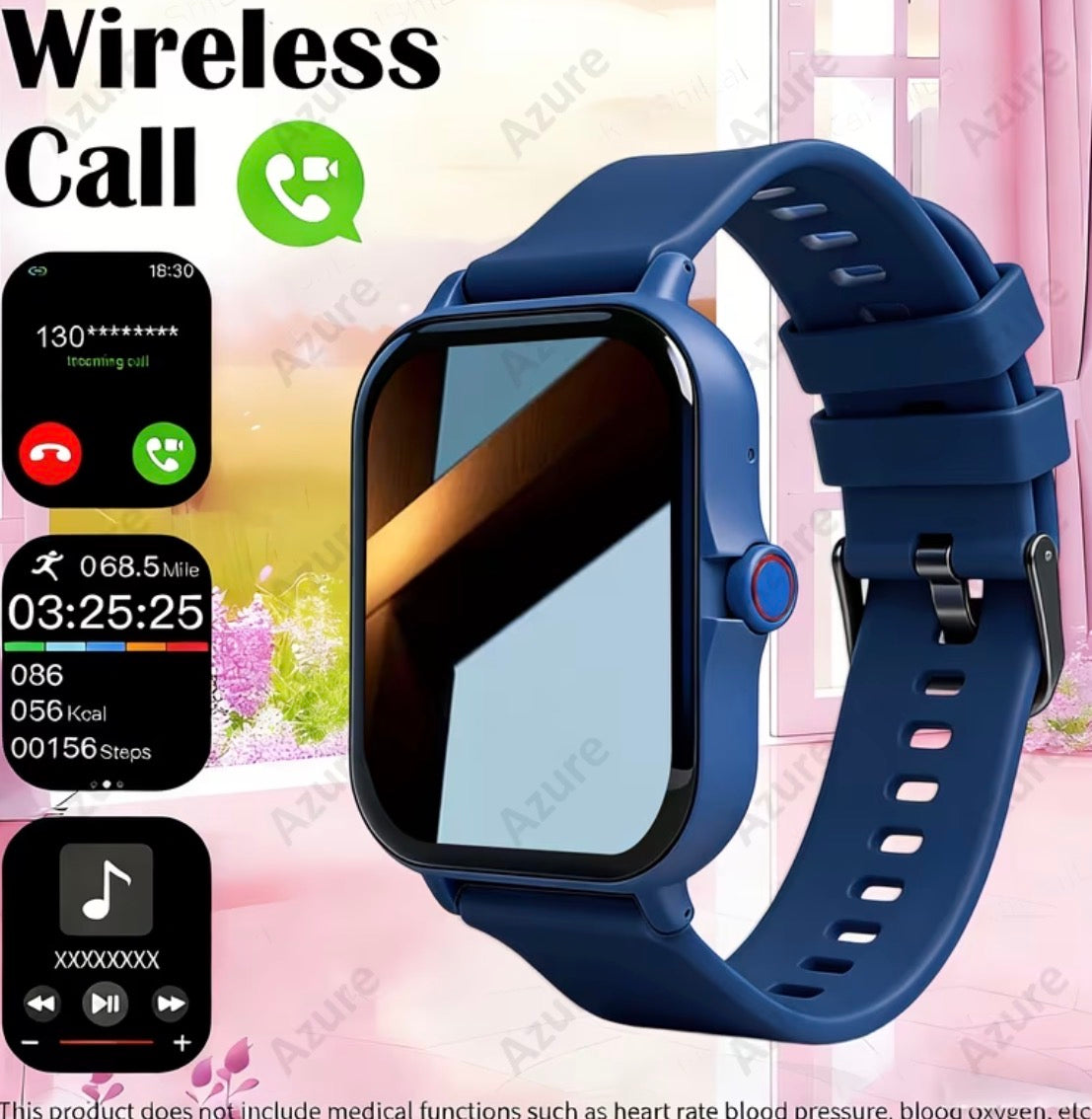 New Sports Smart Watch Unisex Silicone Strap supports wireless calls, reminders, music, activity tracker