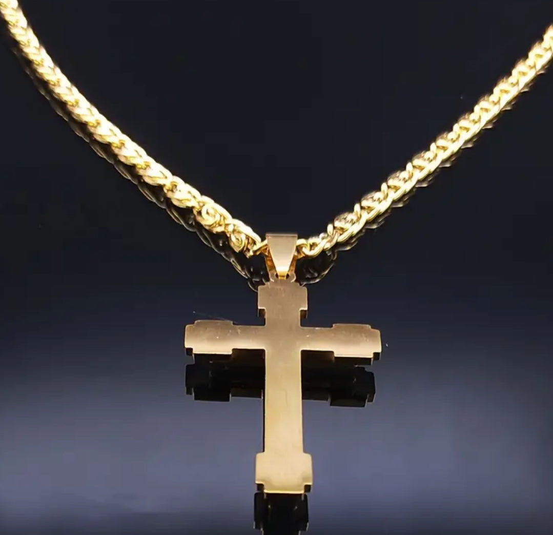 Stainless Steel Cross Necklace with Rhinestone Clavicle Chain Fashion Great Gift