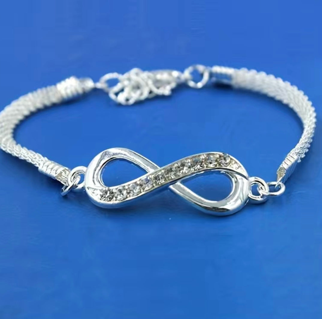 Beautiful Infinity custom design bracelet with rhinestones