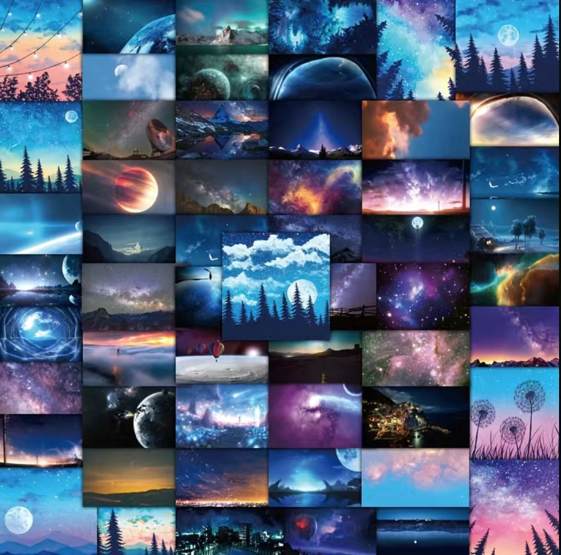 60 Pack of Aesthetic Super Moon Random Stickers for decorating