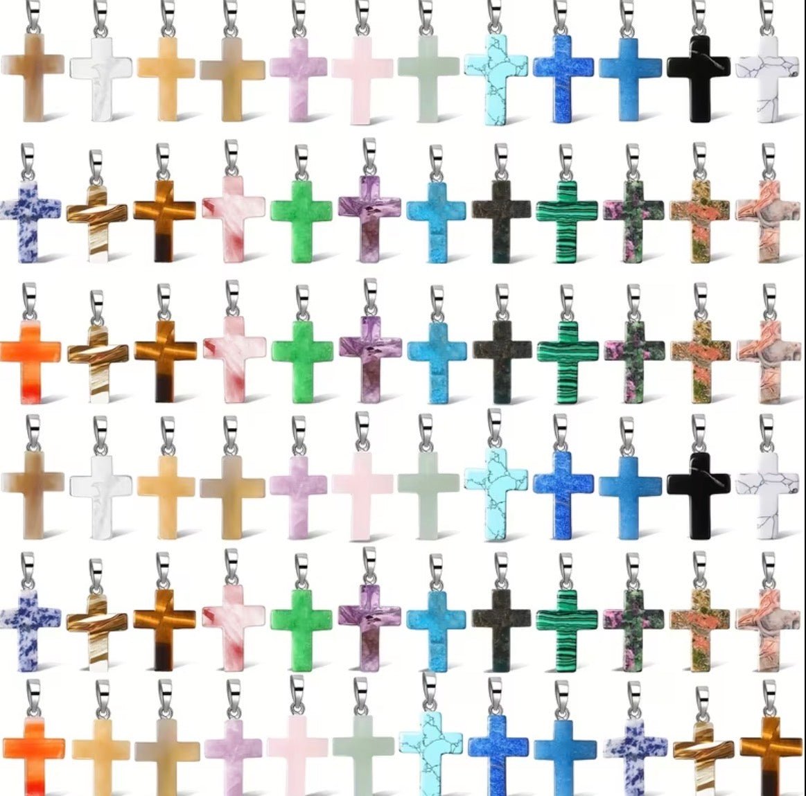 Natural Stone Cross Pendant Collection