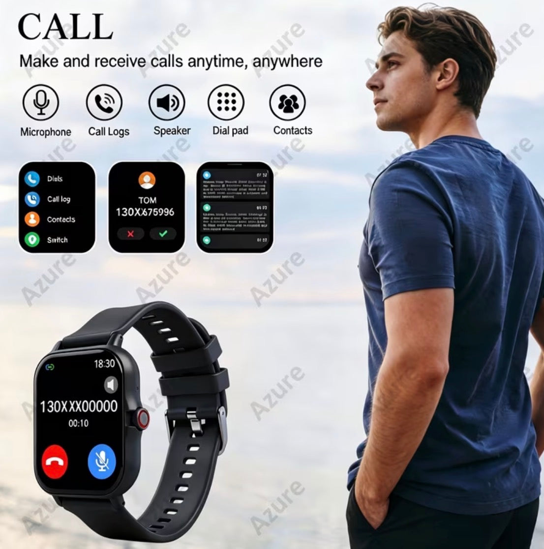 New Sports Smart Watch Unisex Silicone Strap supports wireless calls, reminders, music, activity tracker