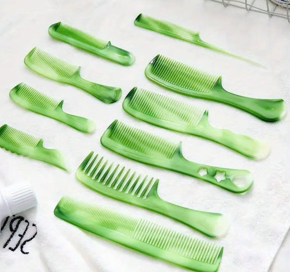 10pc Set Premium Detangling Comb Anti Static, Portable, Durable, Easy Grip, Perfect for Hairdressing and Styling