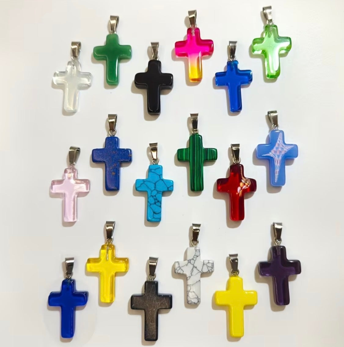 Natural Stone Cross Pendant Collection