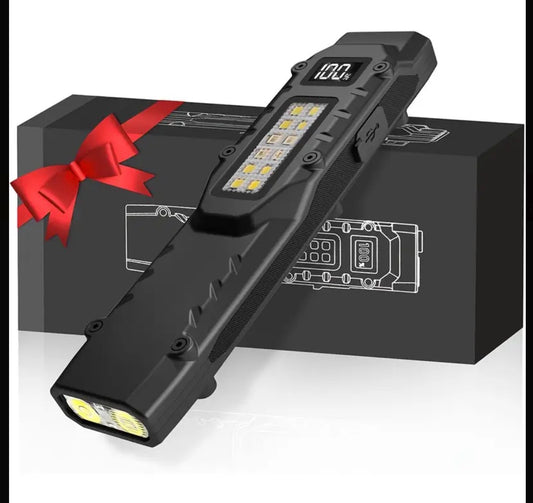 Tactical Flashlight 1600LUMEN Rechargeable LED Flat Flashlight With Clamp and Digital Display