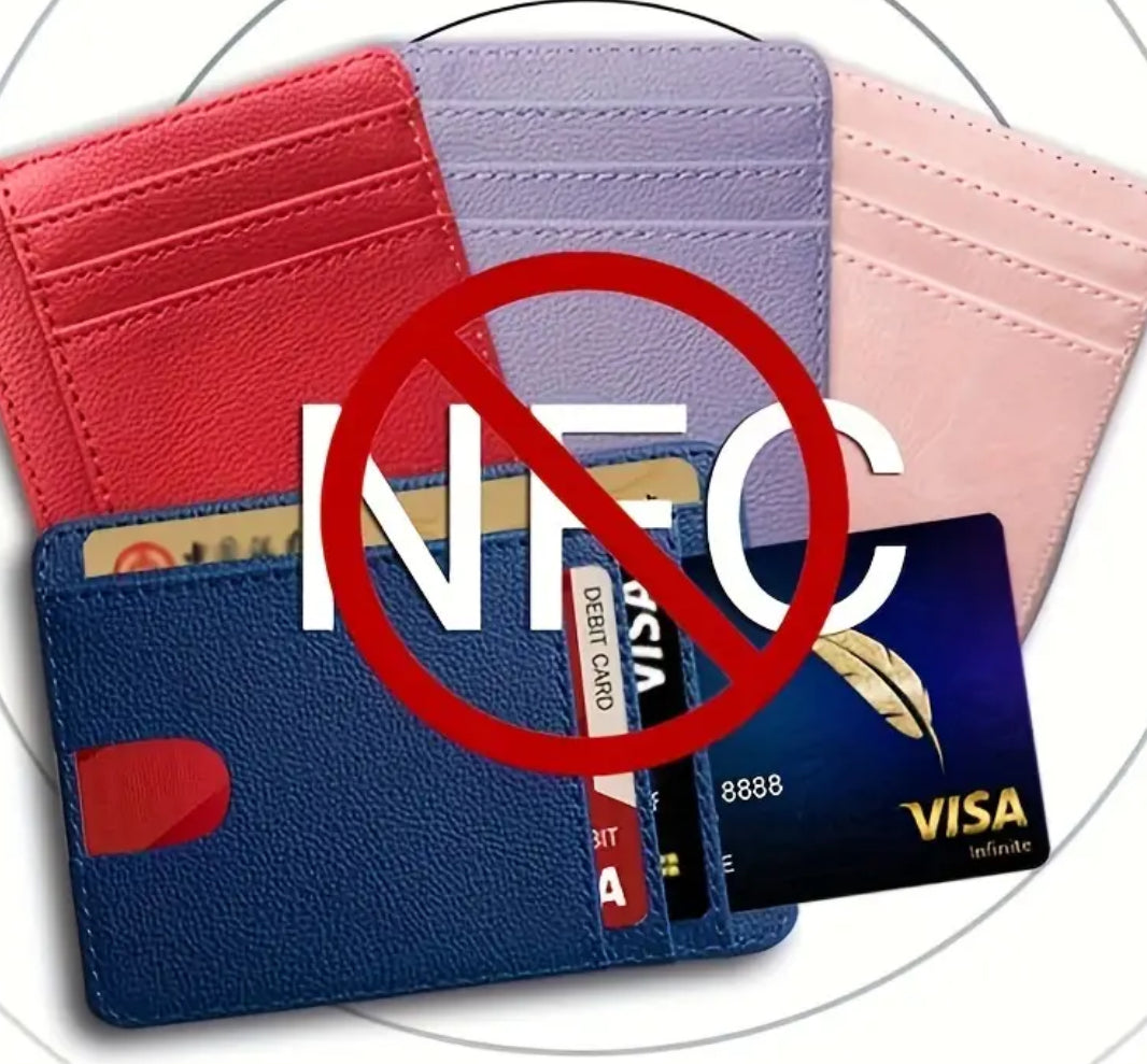 1 pc Blue Simple RFID Blocking Card Holder Portable Pu Leather Card Holder RFID Theft Protection Perfect Gift