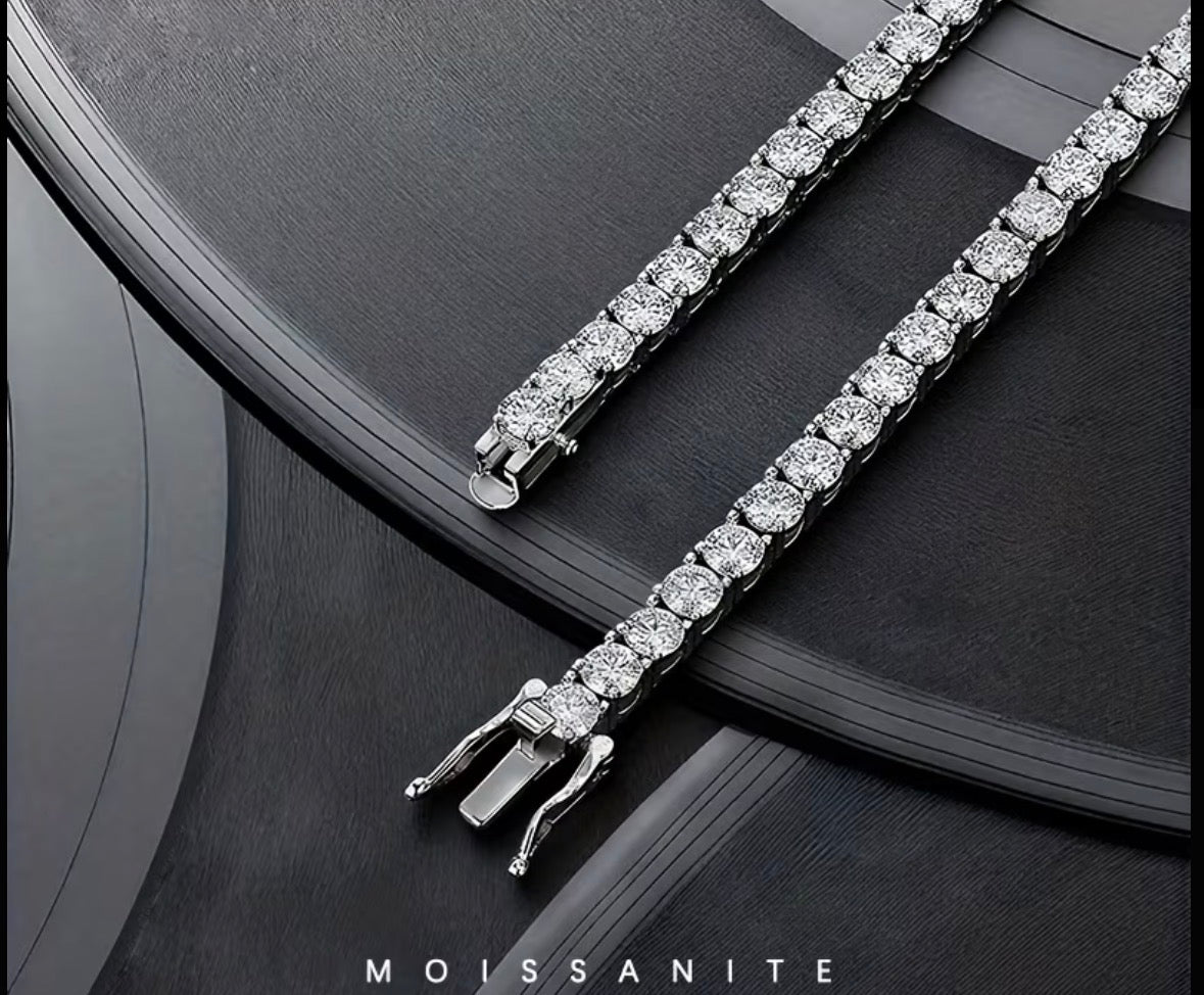 925 Silver Moisen Stone Tennis Necklace High Quality Jewelry