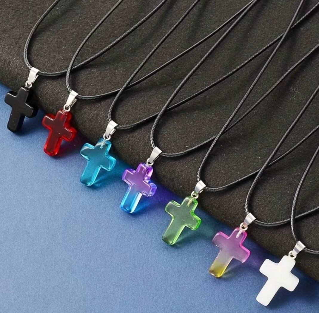 Natural Stone Cross Pendant Collection