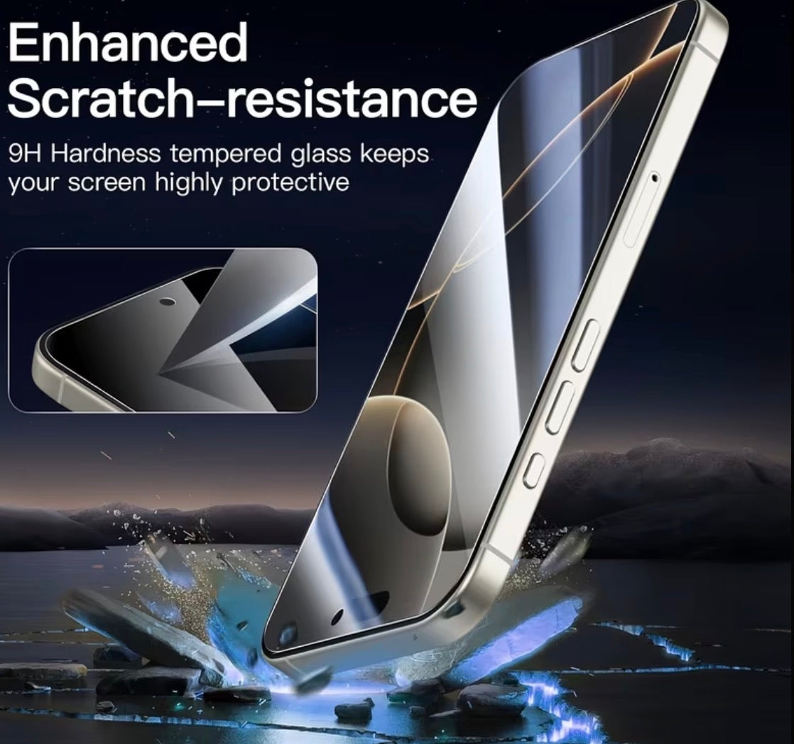 Get a set of five tempered glass screen protectors with full coverage privacy for your iPhone 17 Pro