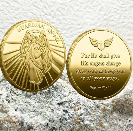 Gold Color Guardian Angel Coin With Case