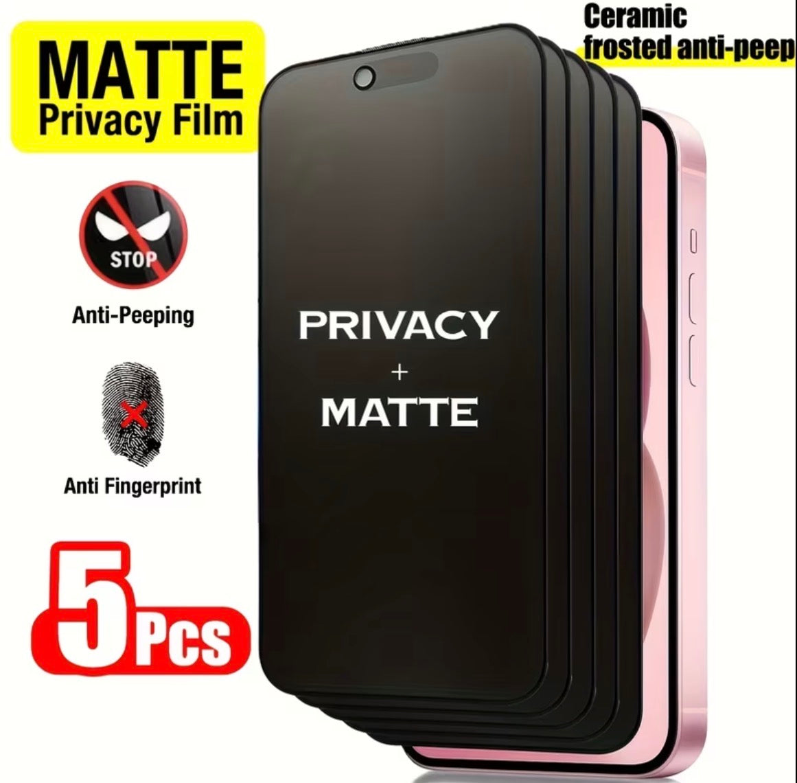 Get a set of five tempered glass screen protectors with full coverage privacy for your iPhone 17 Pro Max