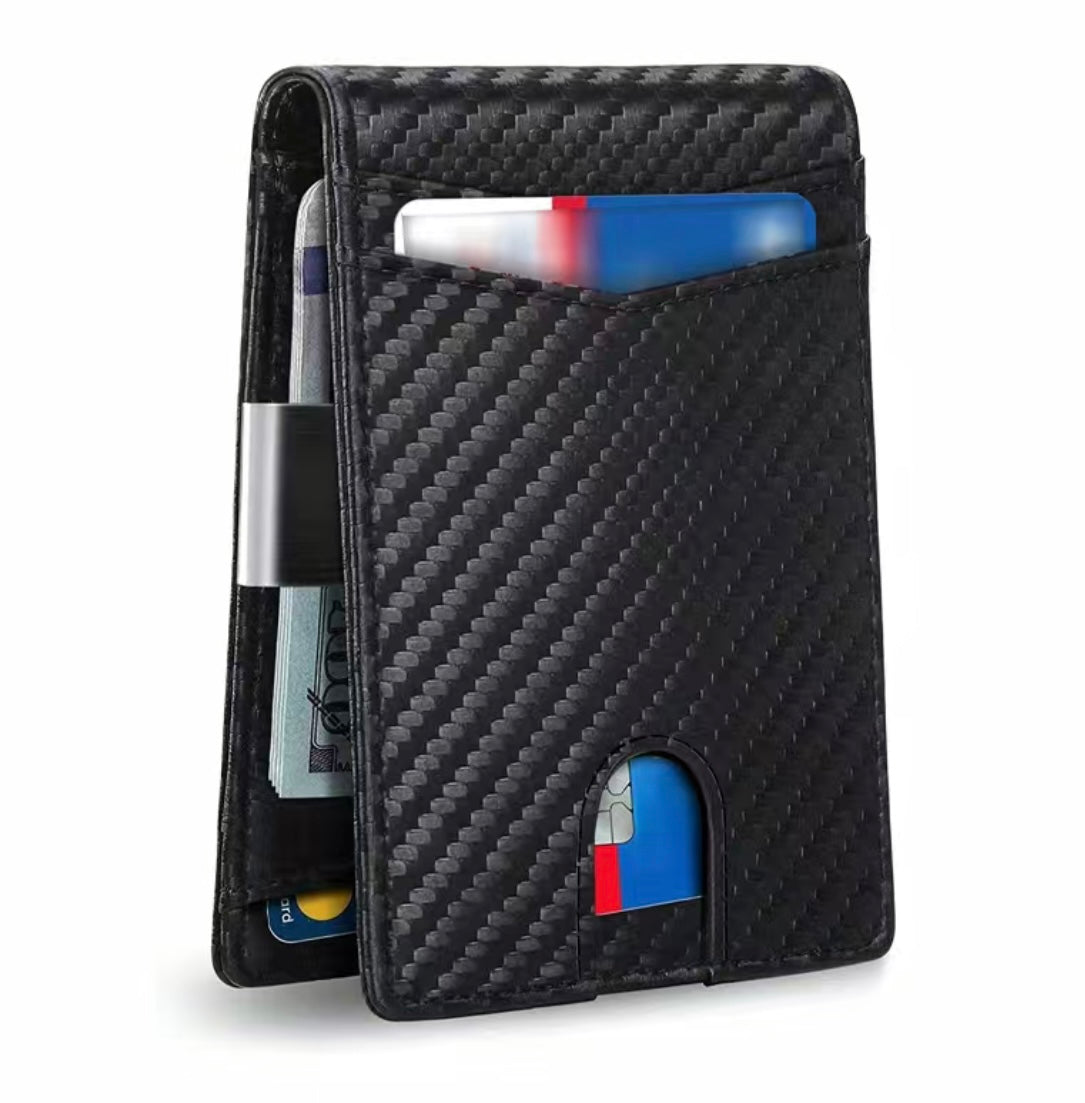 Slim Leather wallet With Money Clip & RFID blocking