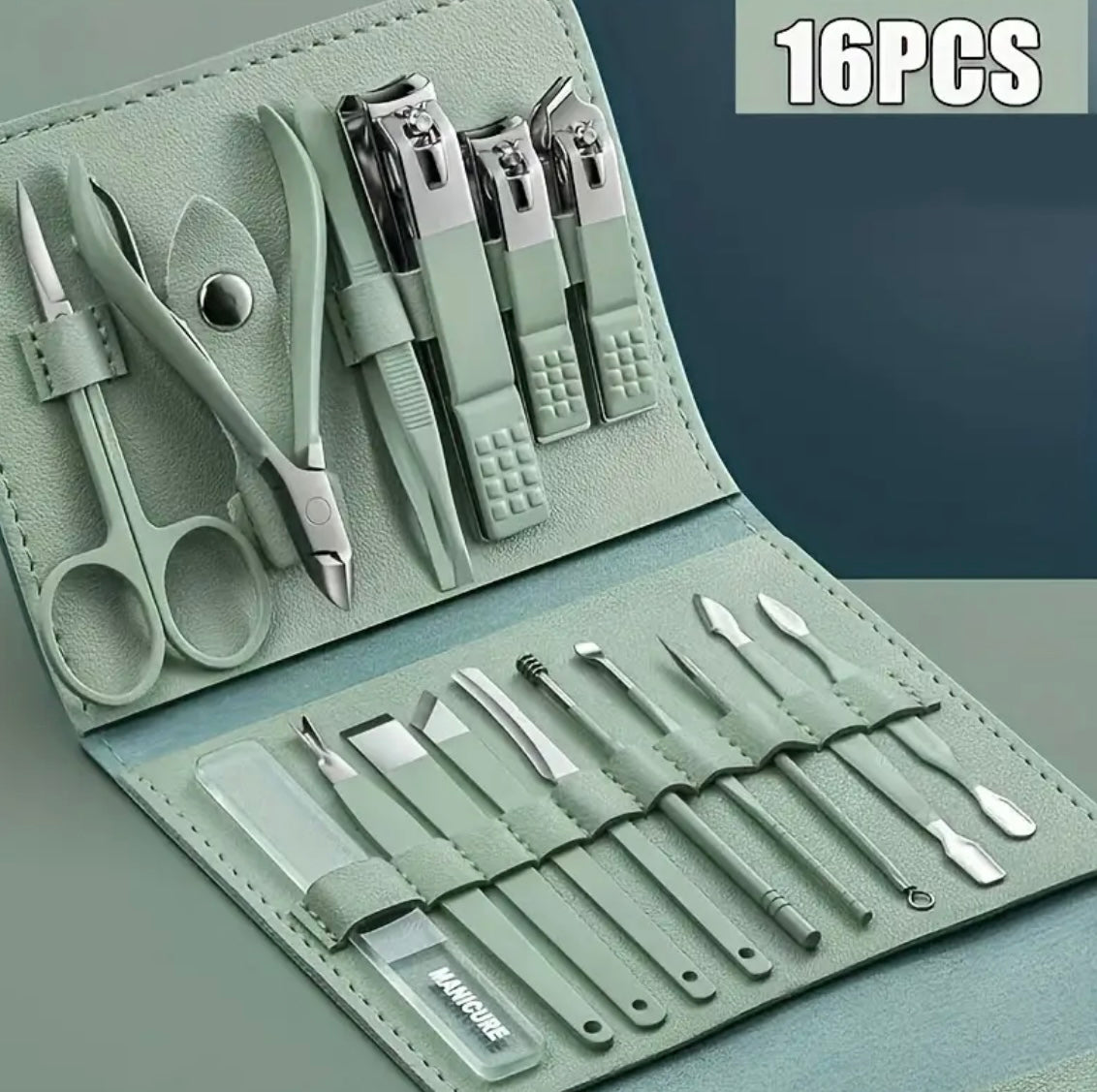 Premium Stainless Steel Nail Grooming Kit 16 pc Set