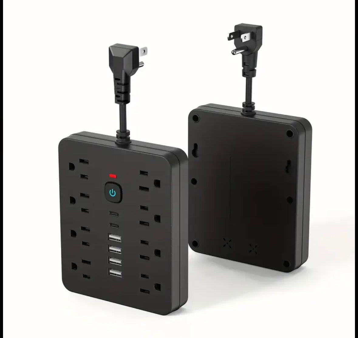 14 in 1 Power Strip Surge Protector with 8 AC outlets, 4 USB and 2 Type C ports Flat Plug In Design