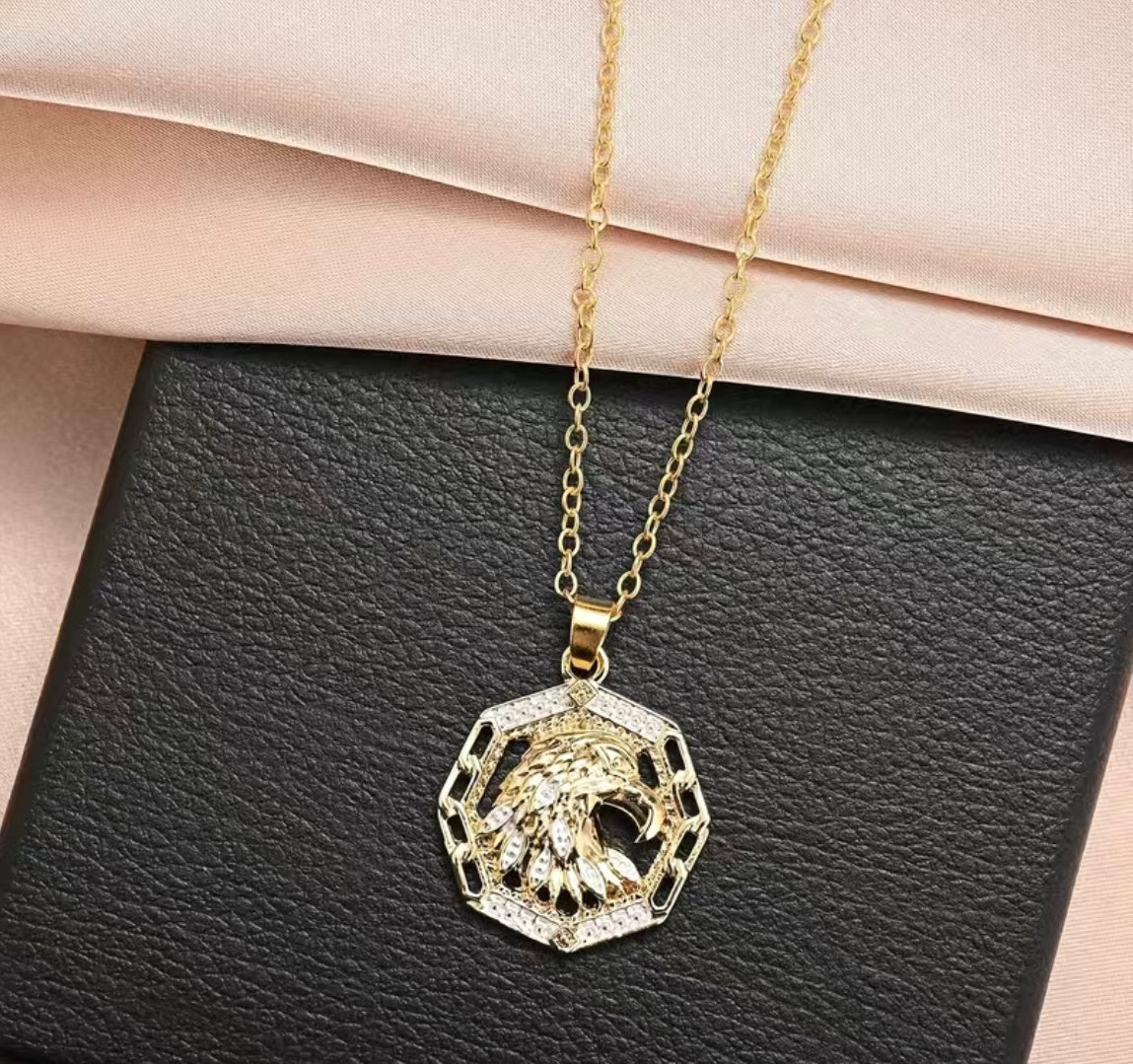 Gold Color Eagle Pendant and chain