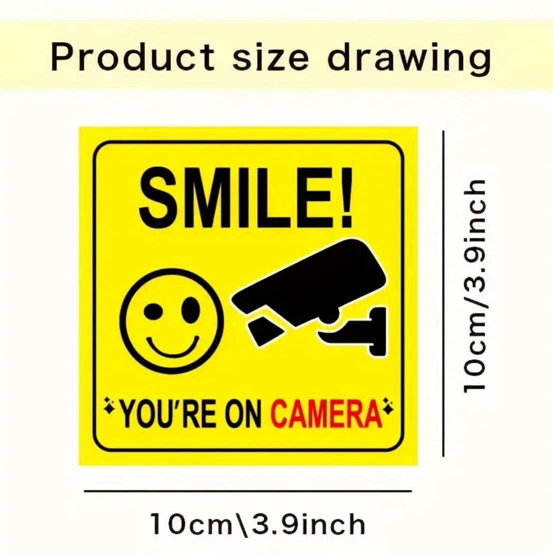 5 pc Smile Video Surveillance Safety Signs, Clearly Visible Camera Warning Signs