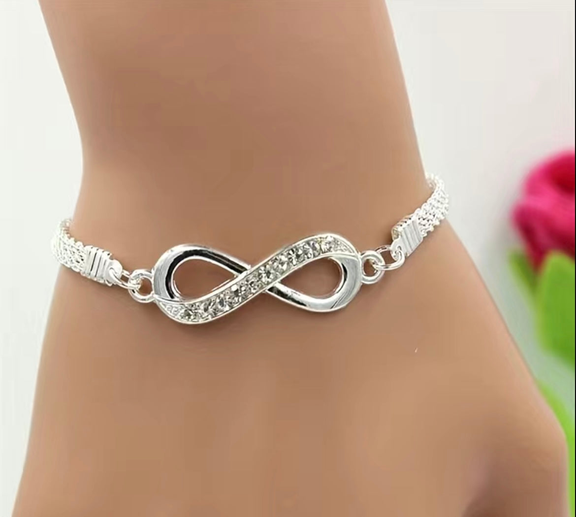 Beautiful Infinity custom design bracelet with rhinestones