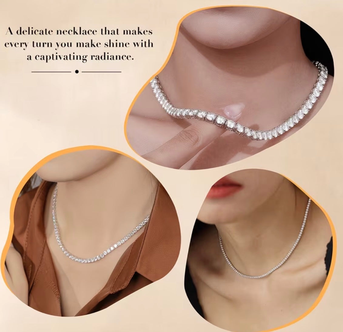 925 Silver Moisen Stone Tennis Necklace High Quality Jewelry