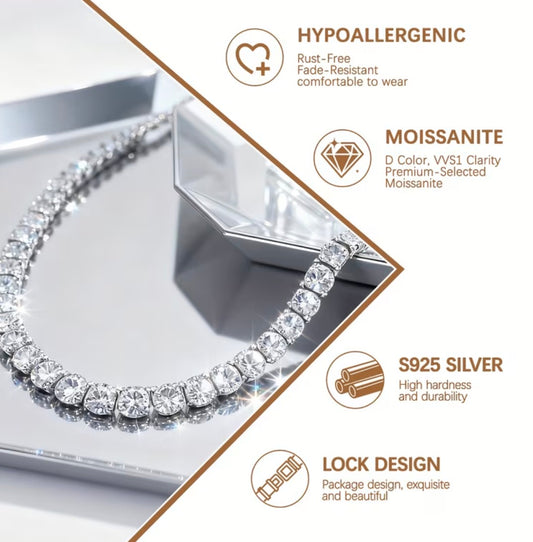 4mm Lab-Created Moissanite Pendant Necklace - Sterling Silver