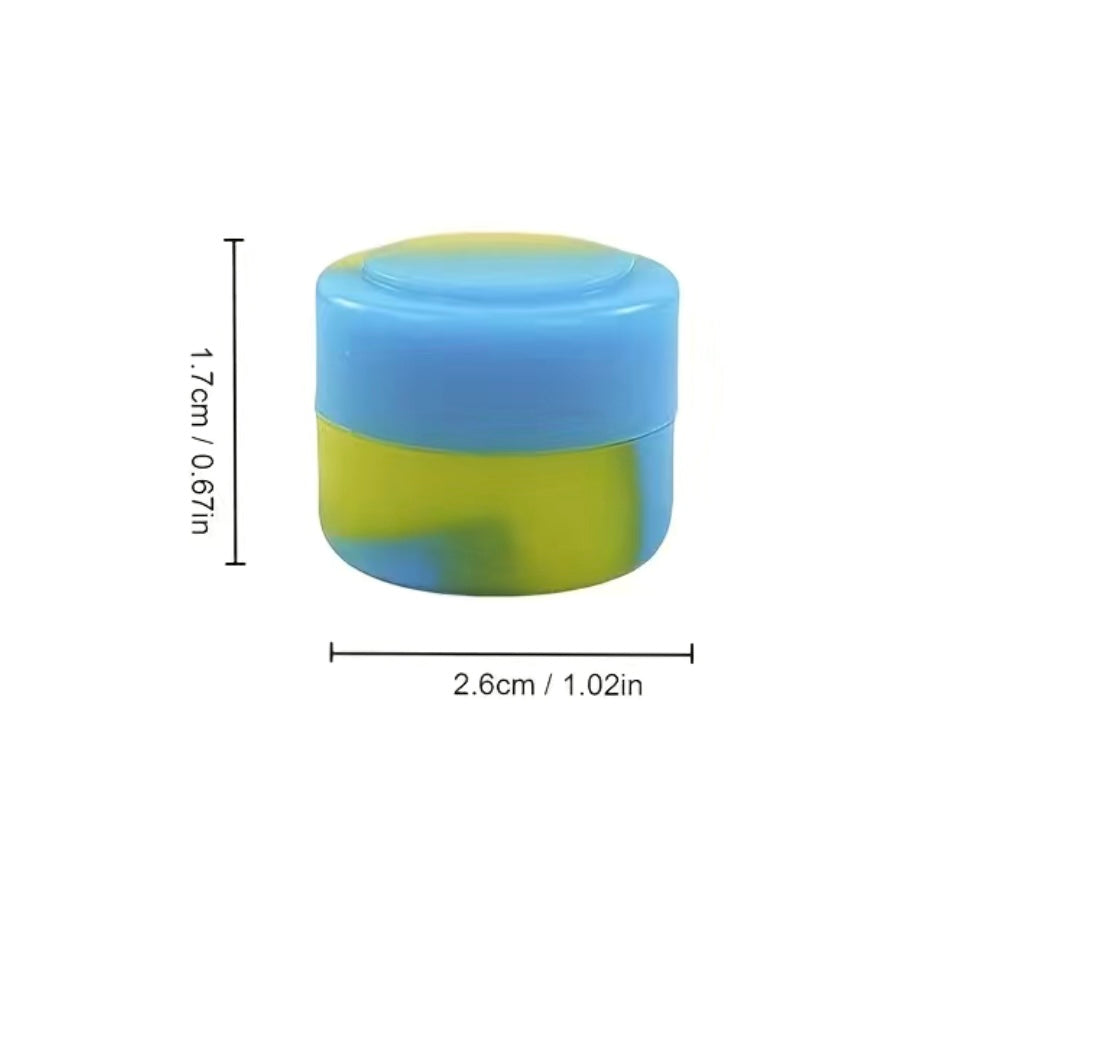 2 pc Silicone Jar, wax container none stick silicone .1 oz Random colors