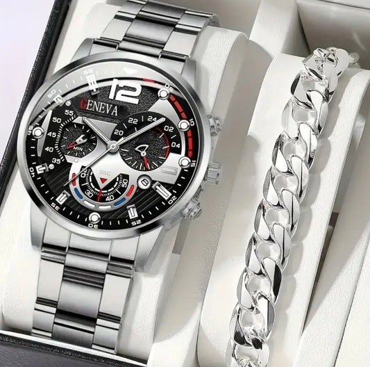 2 pc Business Sports Watch & Bracelet