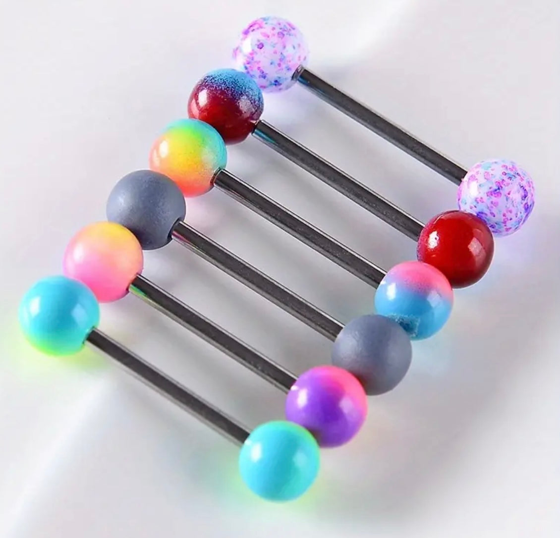 100 Total Pieces Stylish Tongue Rings Stainless Steel Barbells