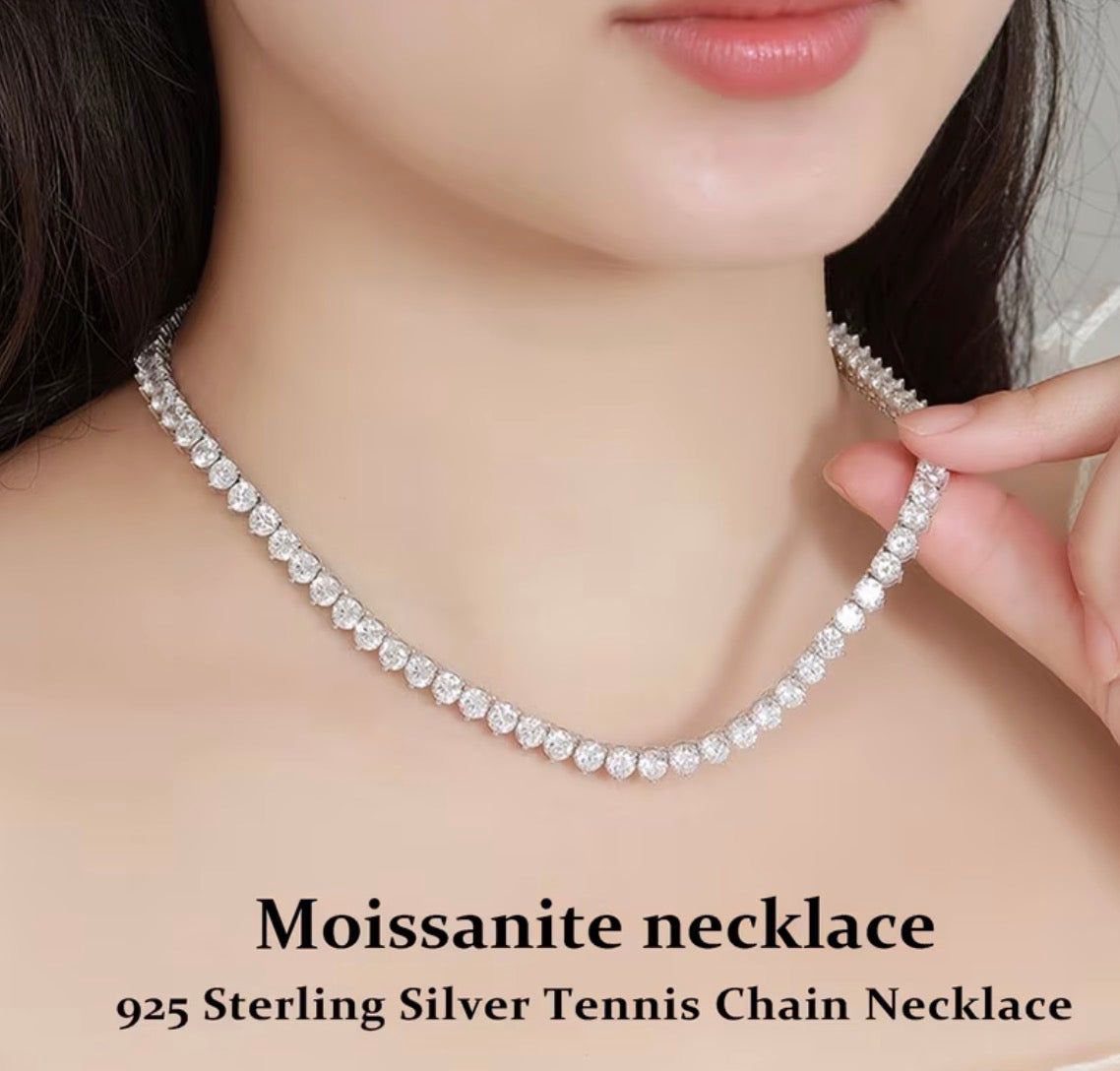 4mm Lab-Created Moissanite Pendant Necklace - Sterling Silver
