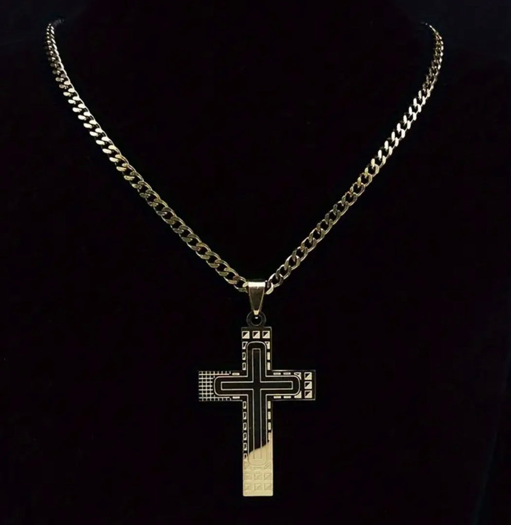 Stainless Steel Golden Fashion Jewelry Necklace Cross for Men or Women