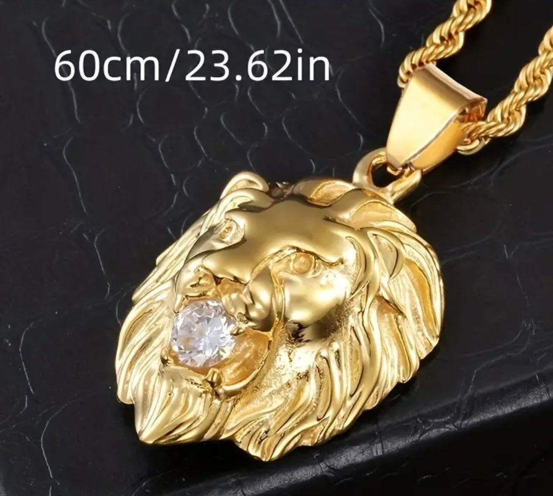 Gold Plated Lion Pendant Necklace