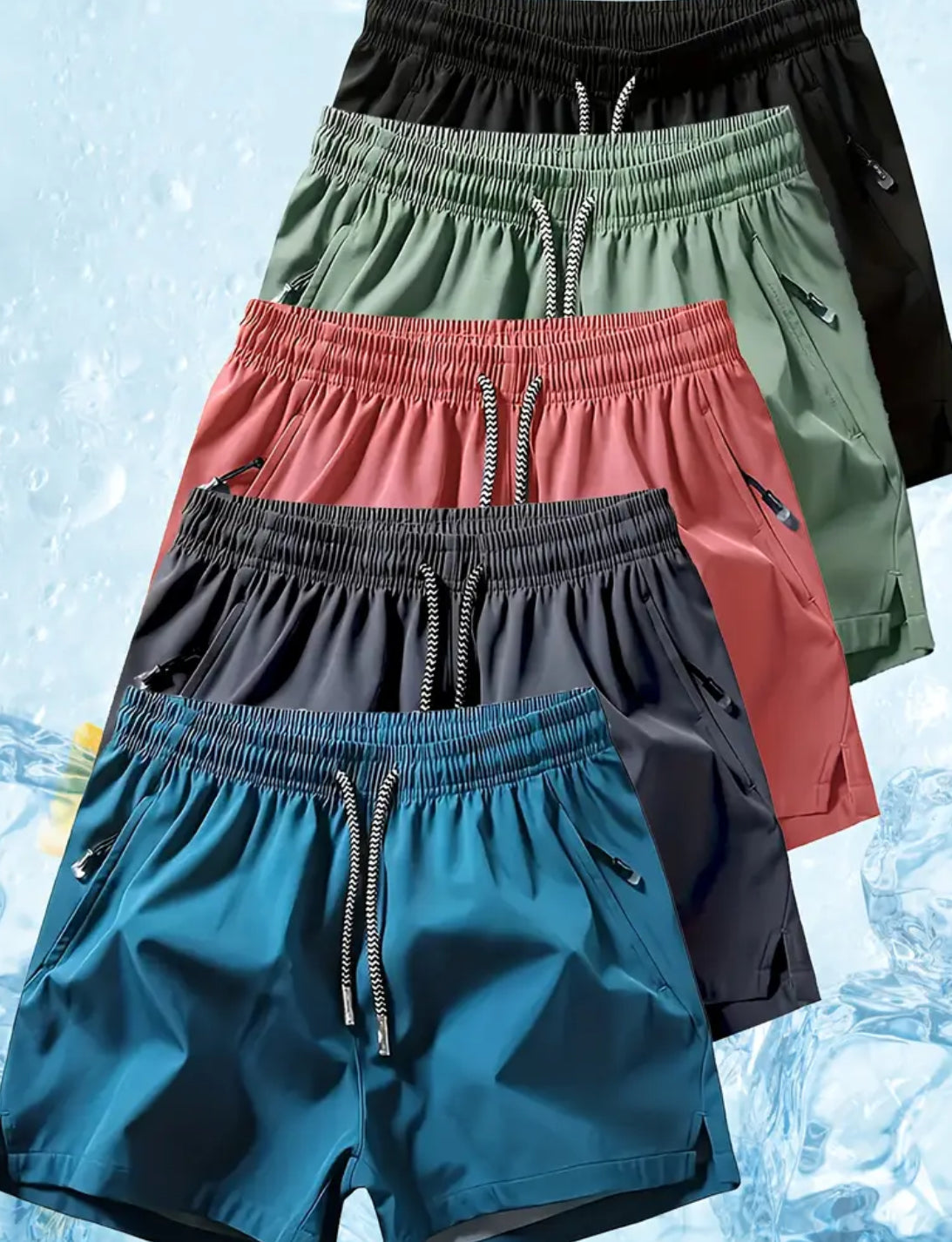 1 Pair of Men’s Lightweight Breathable Quick Dry Workout Shorts With Zipper Pockets Size M