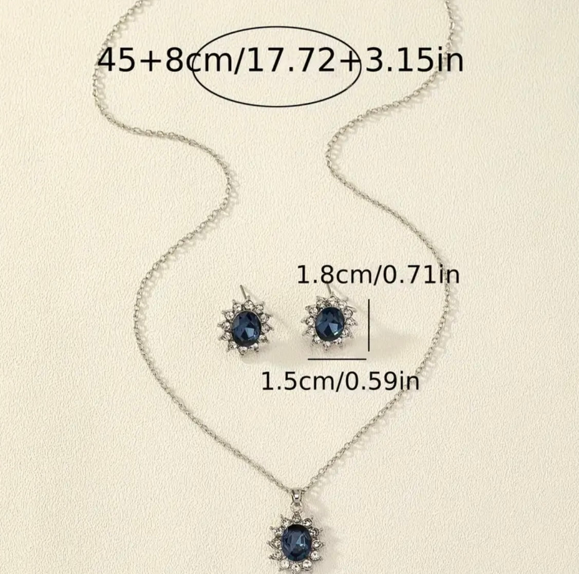 3 piece Luxury Fashion Jewelry Set Zircon Necklace and Earrings Set