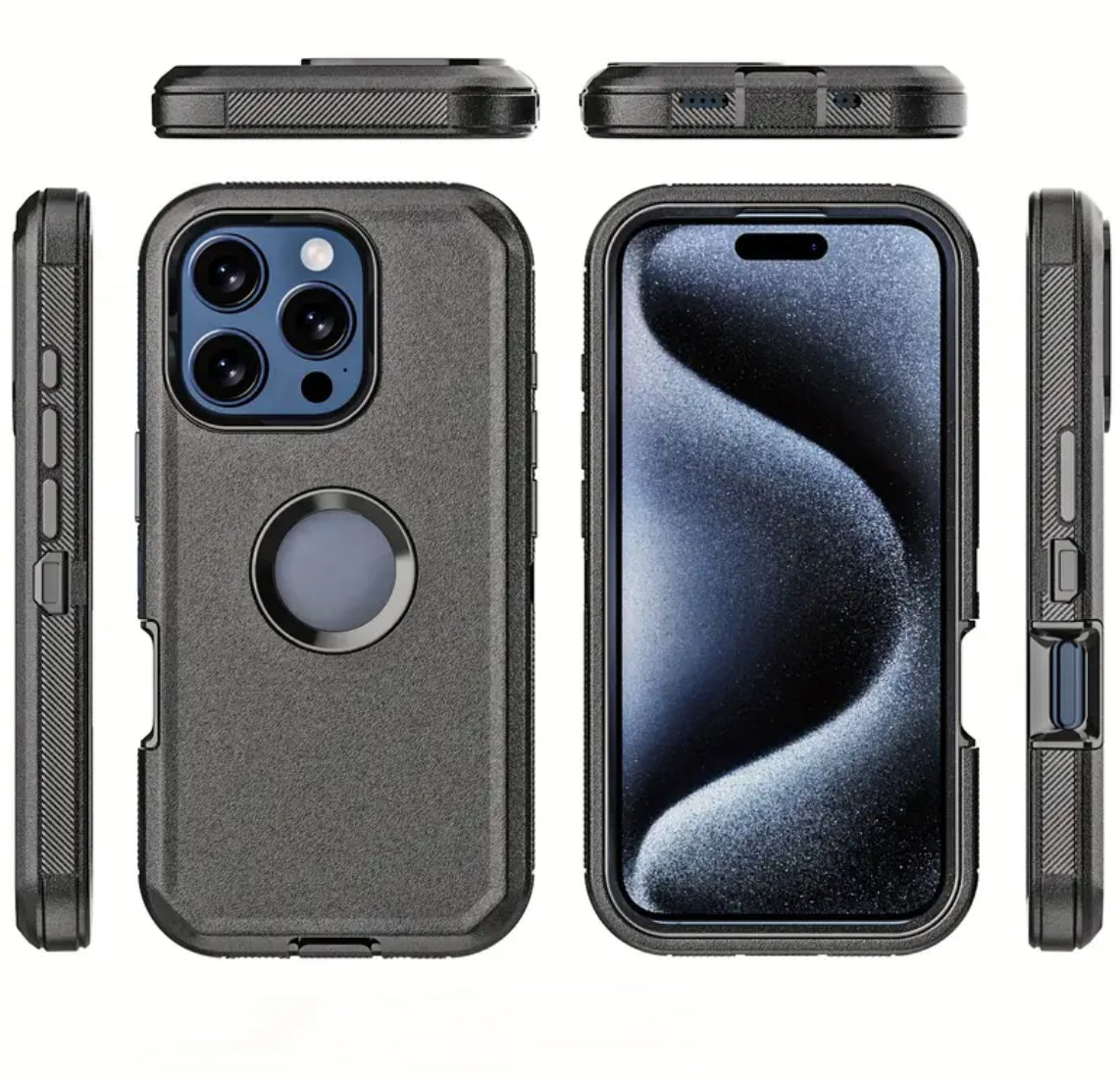 Heavy Duty Shockproof Armor Rugged Phone Case iPhone 16 Pro Belt Clip Included