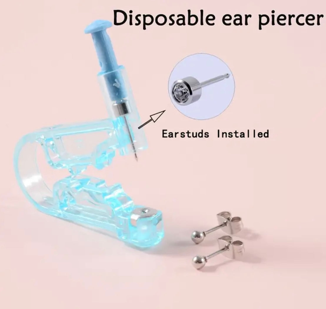 3 pc Ear Piercing Kit Durable Steel Ball Studs and Stylish Earrings, Safe Ear Stud Gun