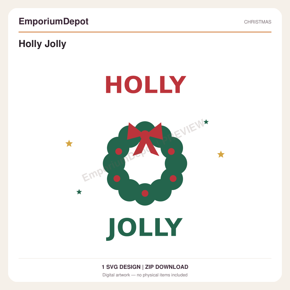Holly Jolly — preview of 1 SVG design. Digital download; no physical item.